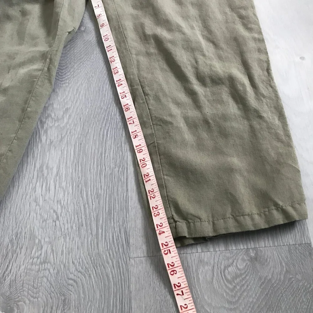 ZARA WOMENS JUMPSUIT GREEN LINEN SHORT SLEEVE WIDE LEG CASUAL SMALL